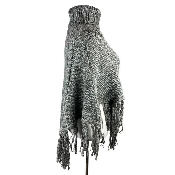 Inis Crafts 100% Merino Wool Poncho Sweater Cape Fringe Brown Irish Made S/M - Picture 12 of 16